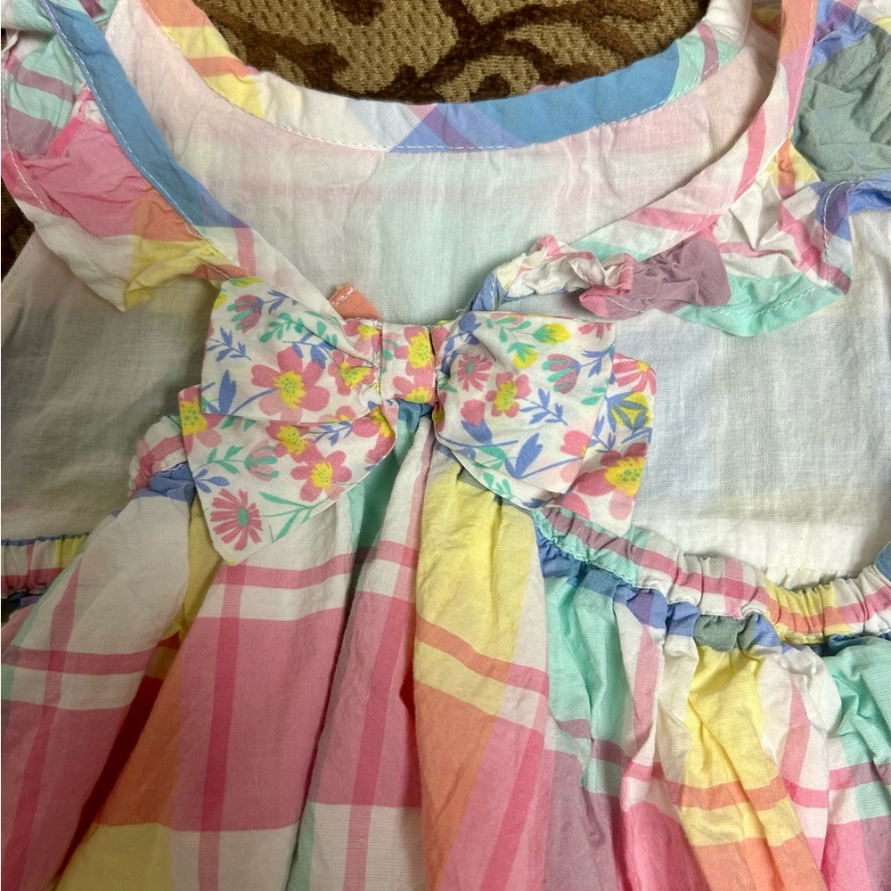 Tommy Bahama Girls Size 7 Pastel Plaid Dress Bow Back Spring Easter Coastal - Picture 6 of 7